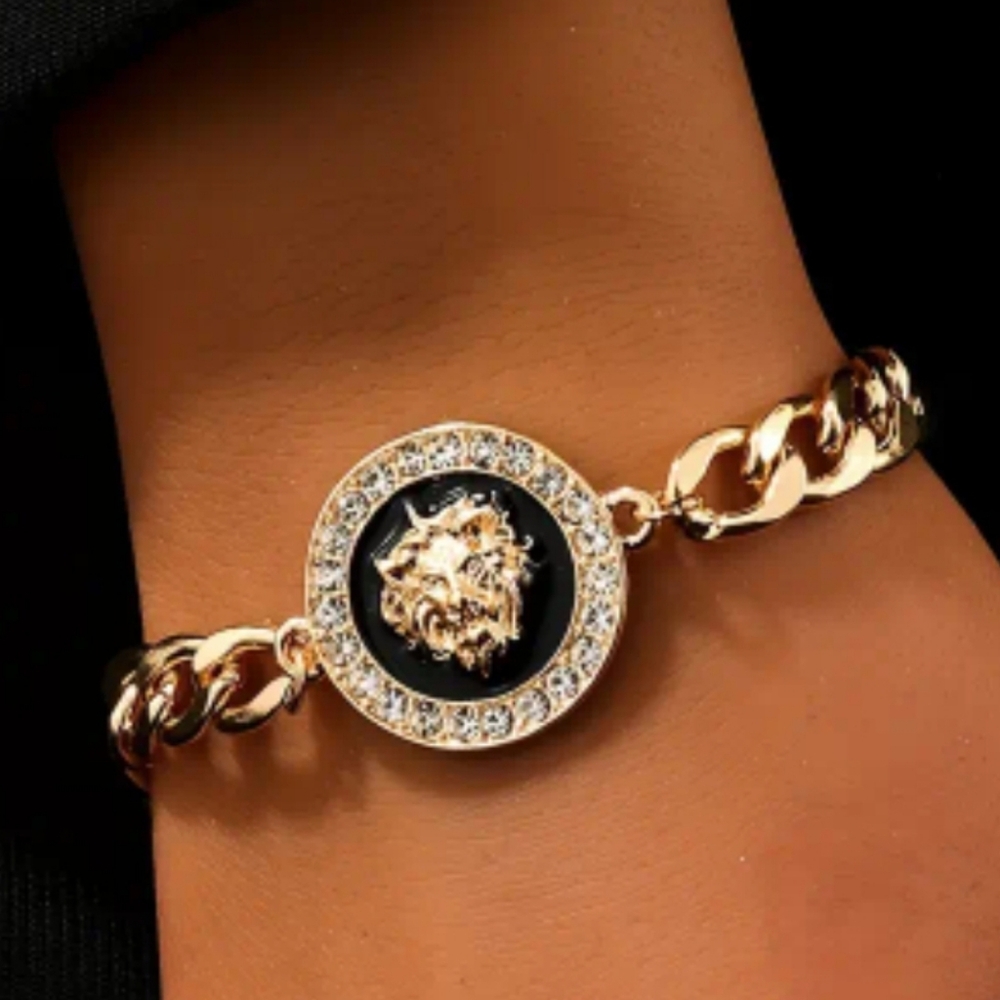 Lion head black & gold bracelet